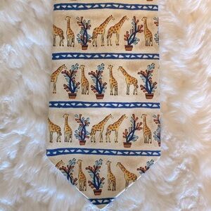 Reine Seide German men’s Giraffe 🦒 necktie, safari, beige, blue